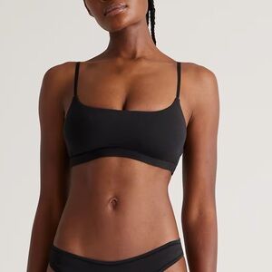 NWOT Quince Women's Organic Cotton Scoop Bralette (2-pack) Black Sz Small